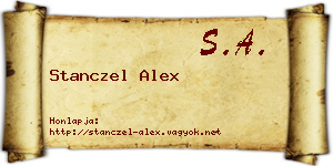 Stanczel Alex névjegykártya